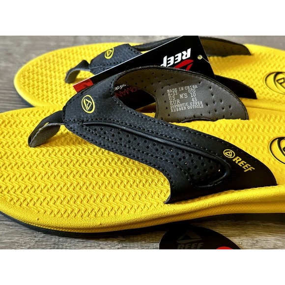 New Reef Flex Flip Flops Sandals, Yellow Grey (Men's Size 10) NEW! - Picture 3 of 7